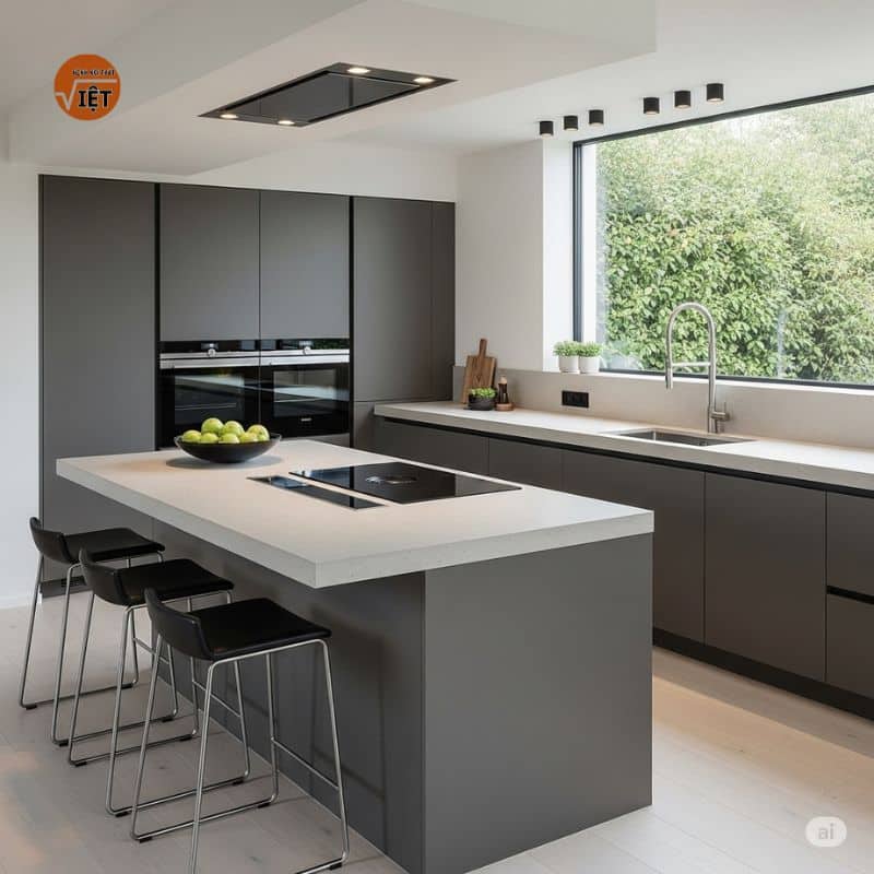 Thiết kế phòng bếp với tủ bếp hiện đại