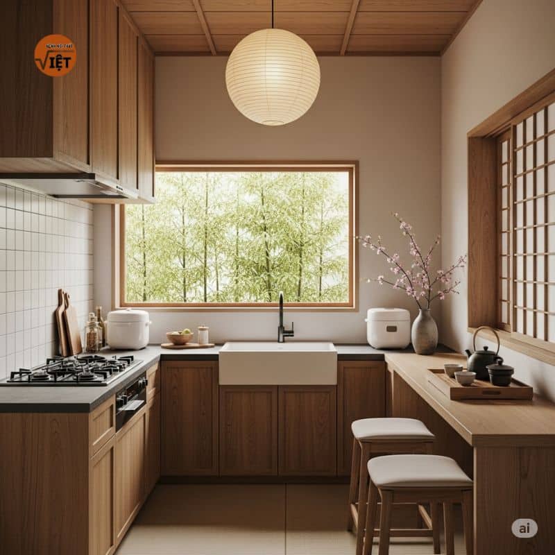phong cách phòng bếp nhật Bả