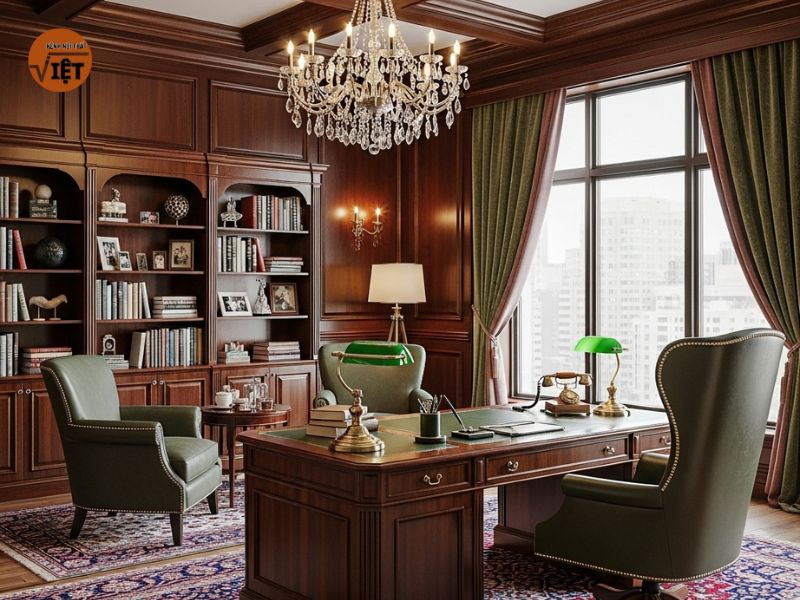 phong cách nội thất bàn làm việc giám đóc luxury cổ điển
