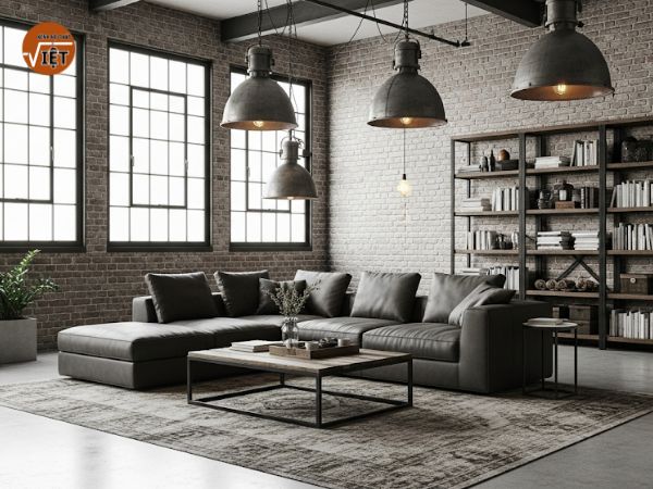 thiết kế phong cách nội thất công nghiệp nhìn bụi bặm