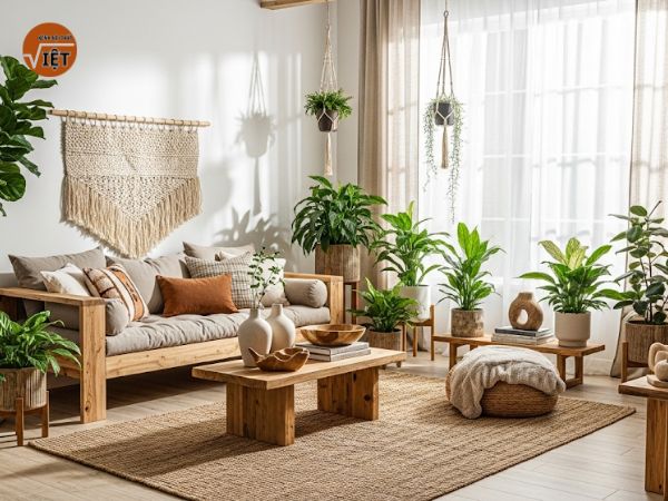 phong cách nội thất cùng thiên nhiên xanh