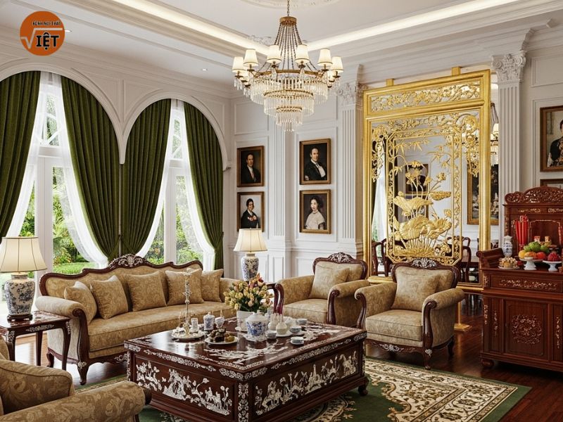 thiết kế nội thất phòng khách cổ điển