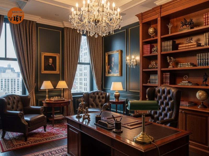Mẫu nội thất phòng làm việc ổ điển luxury
