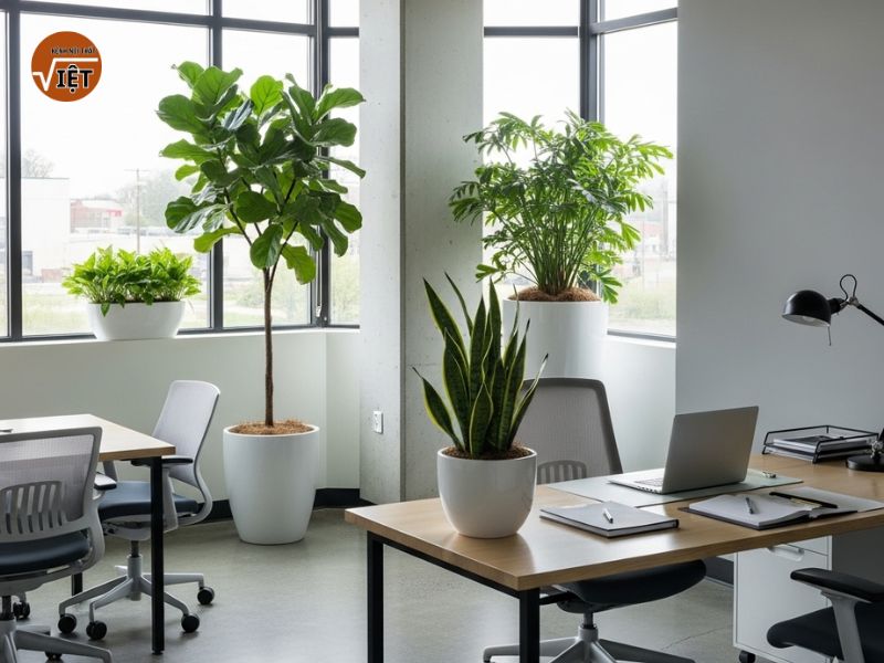 thiết kế nội thất phòng làm việc xanh