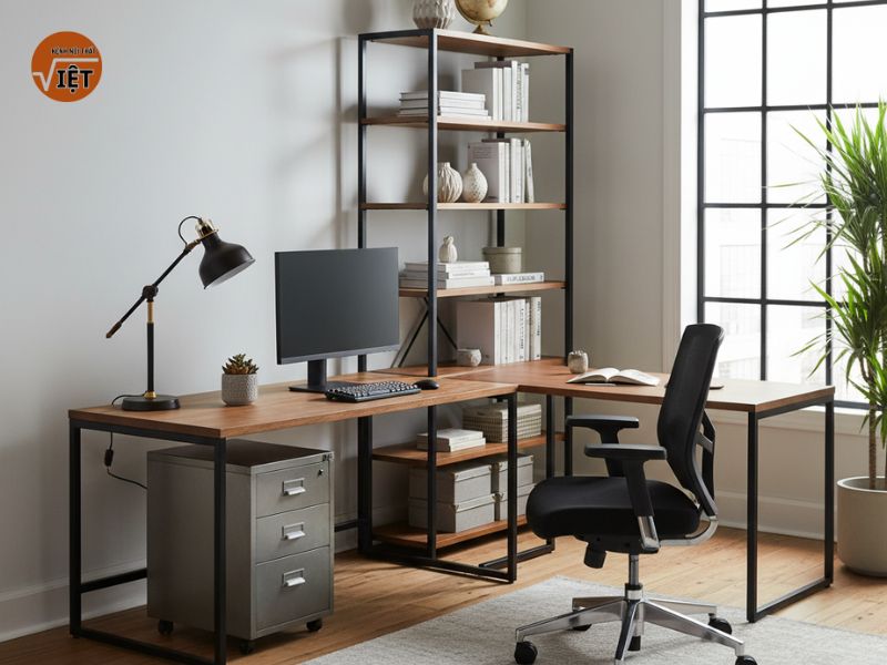 trang trí nội thất gỗ kết hợp với các loại kim loại