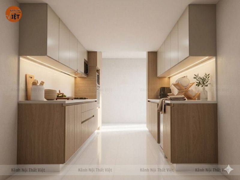 Hình ảnh tủ bếp song song thiết kế hiện đại