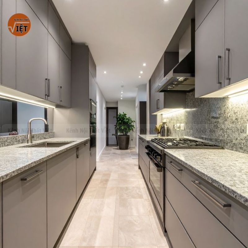 Thiết kế tủ bếp song song phù hợp với căn hộ nào?