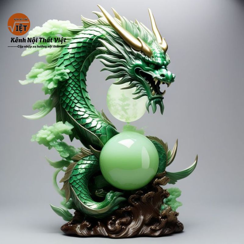 Hình ảnh tượng rồng phong thủy được chế tác bằng ngọc