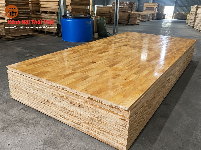 Hình ảnh ván gỗ cao su ghép tahnh được ơn PU